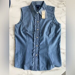 Ann Taylor blue chambray sleeveless top NWT size 6
